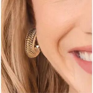 NWT Embraceable Gold Earrings Hollow Style Hoops Chunky